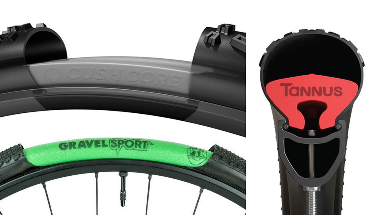 Tres opciones mousse para gravel  PTN, CushCore y Tannus