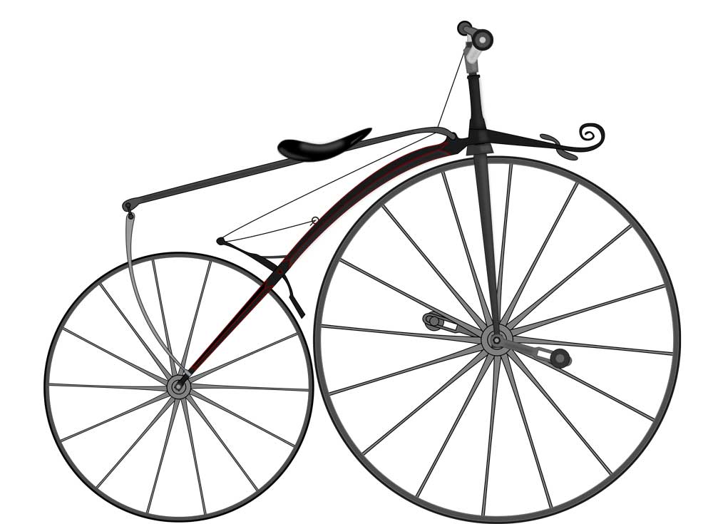 Bicicleta de pedales o boneshaker (año 1863)