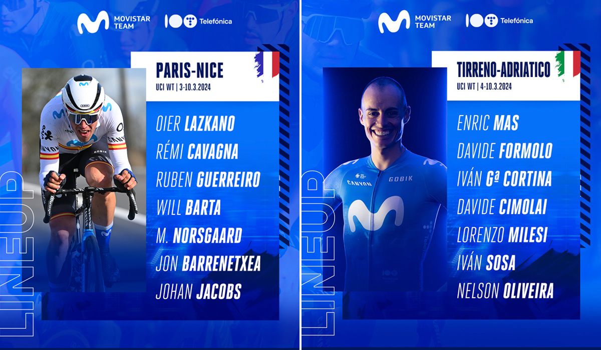 Alineaciones del Movistar Team para la París-Niza y Tirreno-Adriático Alineaciones del Movistar Team para la París-Niza y Tirreno-Adriático