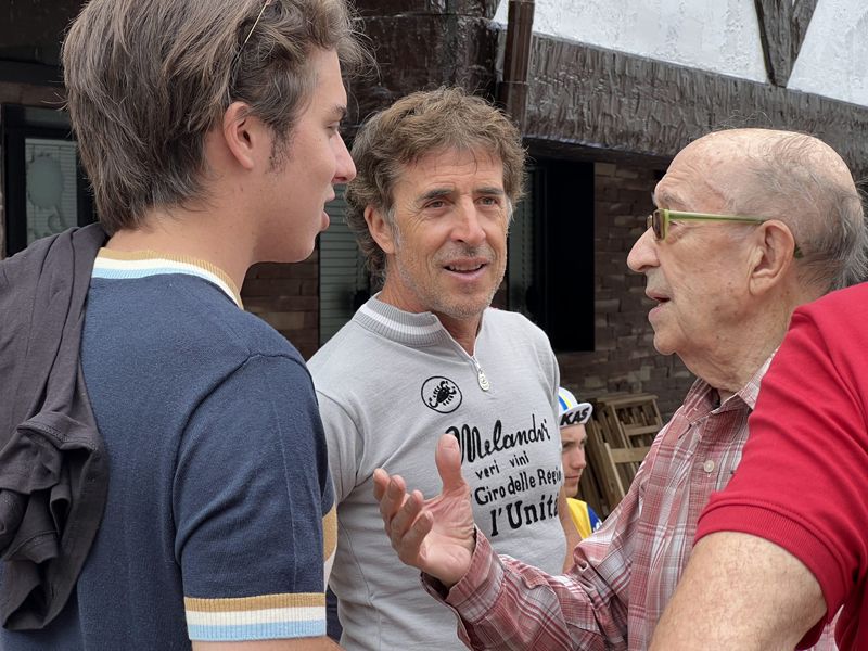 Pedro Nicanor, Pedro Delgado y Julio Jiménez durante el rodaje
