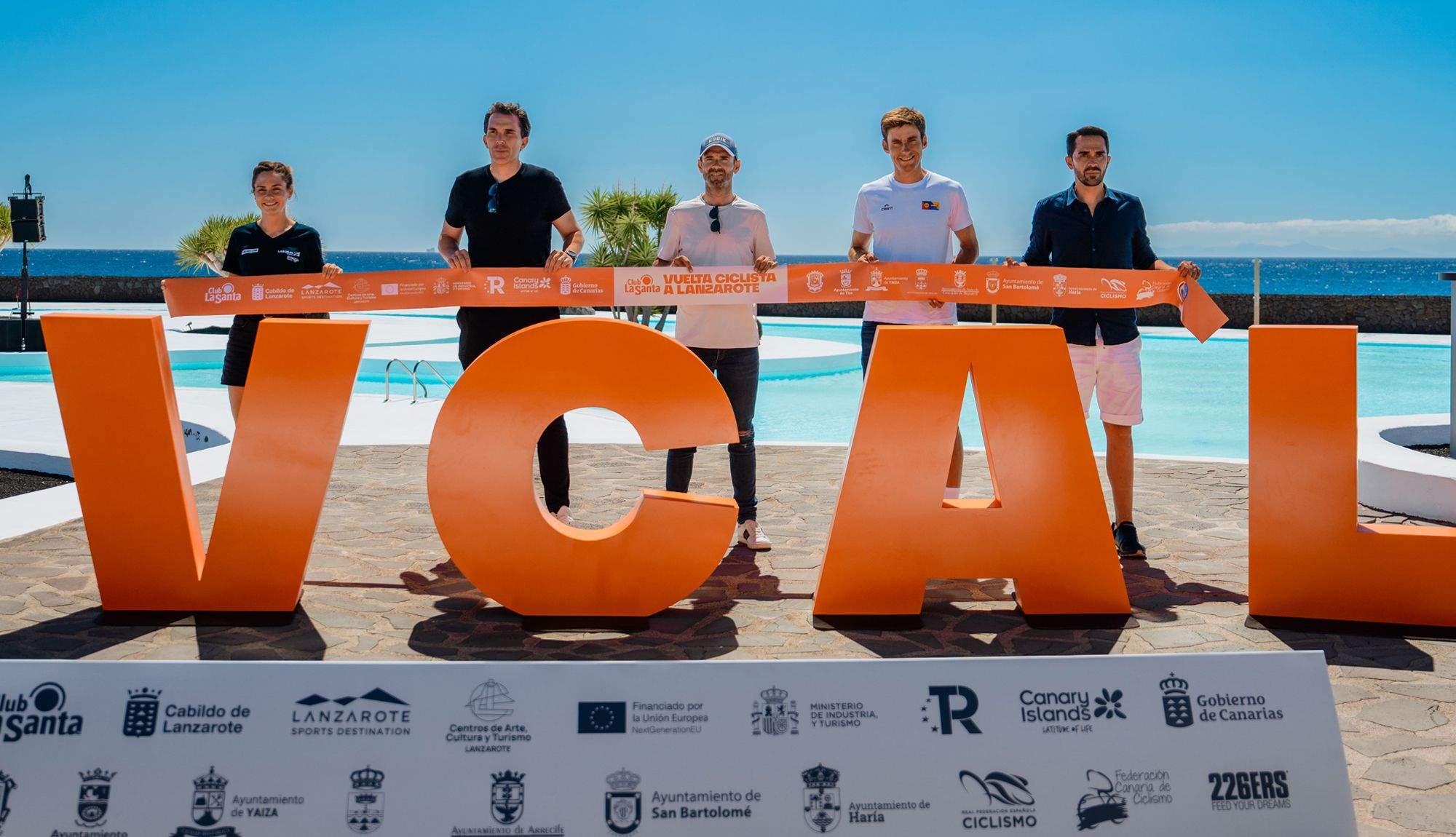 Lourdes Oyarbide, Luis Pasamontes, Alejandro Valverde, Carlos Verona y Albero Contador, embajadores de la Vuelta Ciclista a Lanzarote, durante la presentación Lourdes Oyarbide, Luis Pasamontes, Alejandro Valverde, Carlos Verona y Albero Contador, embajadores de la Vuelta Ciclista a Lanzarote, durante la presentación