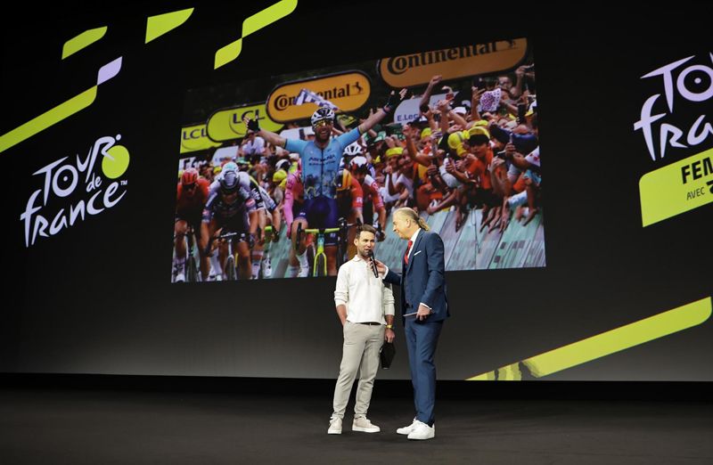 Mark Cavendish en un momento de la presentación del Tour 2025
