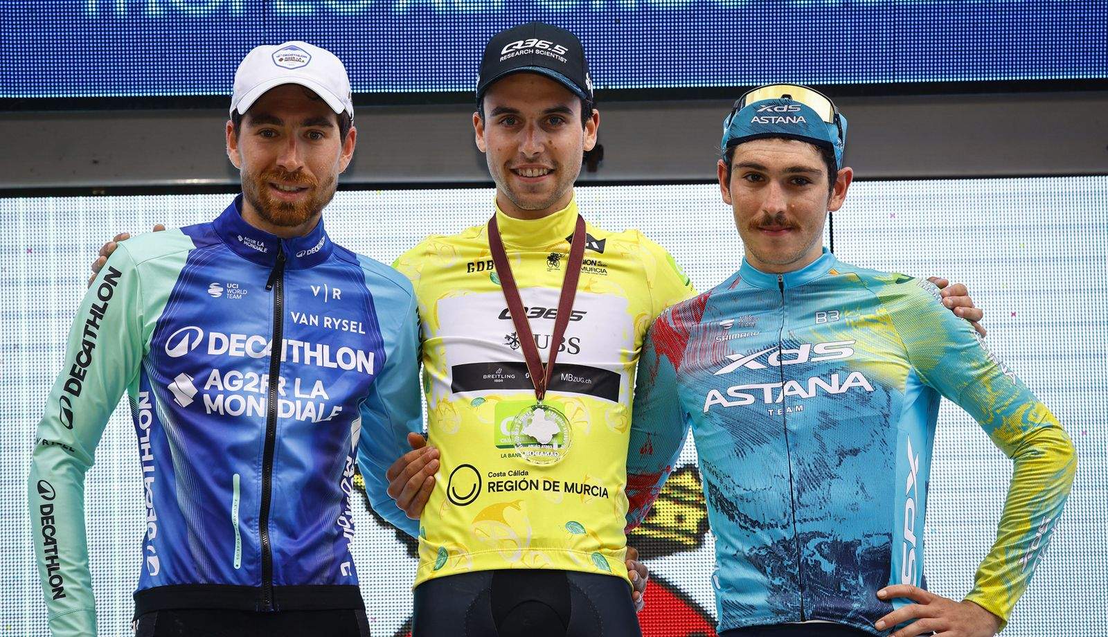 Podio de la Vuelta a la Región de Murcia 2025, con Fabio Christen, Aurélien Paret Peintre y Christian Scaroni Podio de la Vuelta a la Región de Murcia 2025, con Fabio Christen, Aurélien Paret Peintre y Christian Scaroni