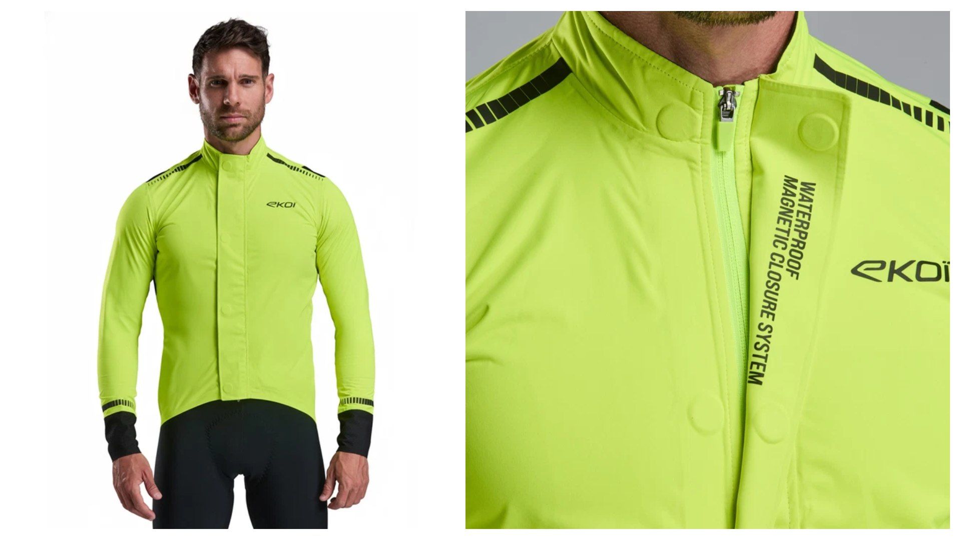 Chaqueta EKOI Racing Pro WATERPROOF MAGNETIC Amarillo flúor. Chaqueta EKOI Racing Pro WATERPROOF MAGNETIC Amarillo flúor.