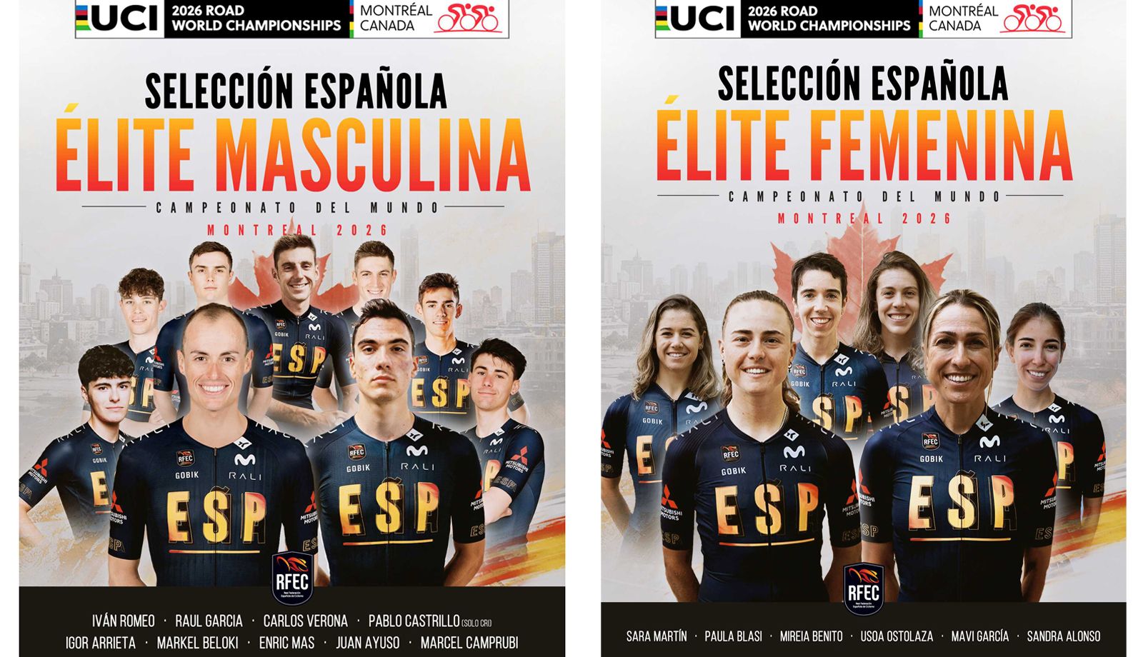 Los seleccionadores Alejandro Valverde y Gema Pascual anuncian sus equipos para el Mundial de Montreal