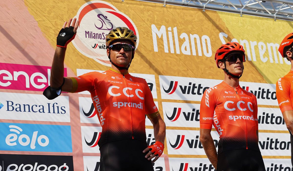Van Avermaet, en la salida de la Milán San Remo 2020 Van Avermaet, en la salida de la Milán San Remo 2020