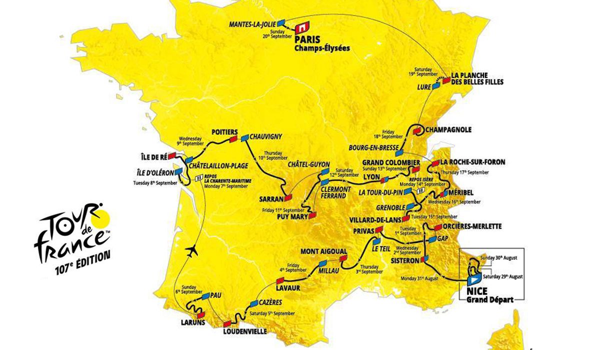 Recorrido y perfiles de las 21 etapas del Tour de Francia 2020