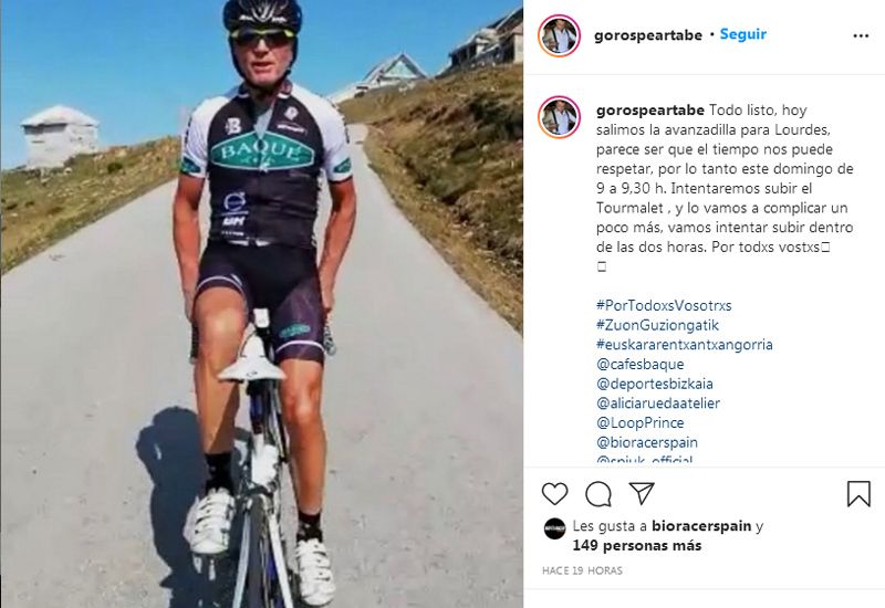 Gorospe, anunciando su reto en instagram