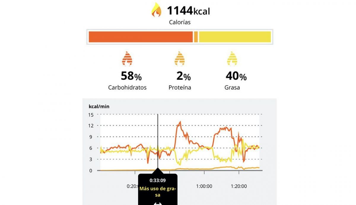 Polar Fuelwise durante un rodaje de 21 km con cambios de ritmo