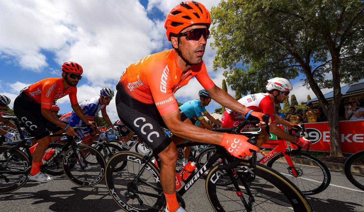 Fran Ventoso en una imagen del Tour Down Under 2020. 