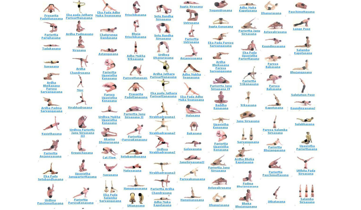 Diccionario básico con las asanas o posturas de yoga Yoga Fit Sportlife