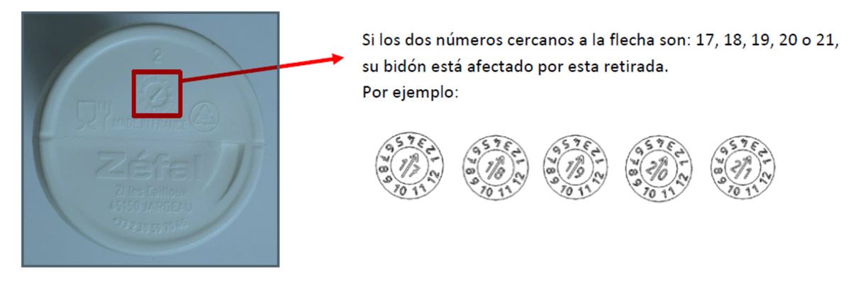 Aviso de retirada de bidones Zefal para niños detalle