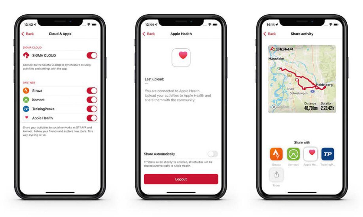La app Sigma Ride ahora es compatible con Apple Health detalle