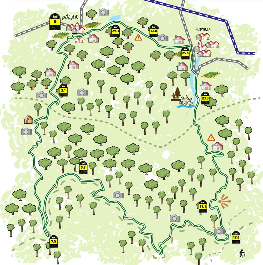 Rutas con GPS. Dólar, Granada mapa