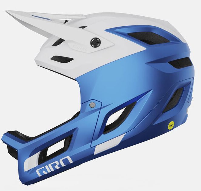 giro coalition spherical dirt helmet matte white ano blue left