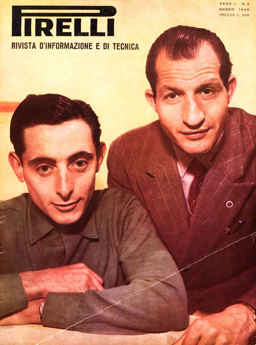 1949 Fausto Coppi and Gino Bartali on the cover of Pirelli Magazine@Fondazione Pirelli