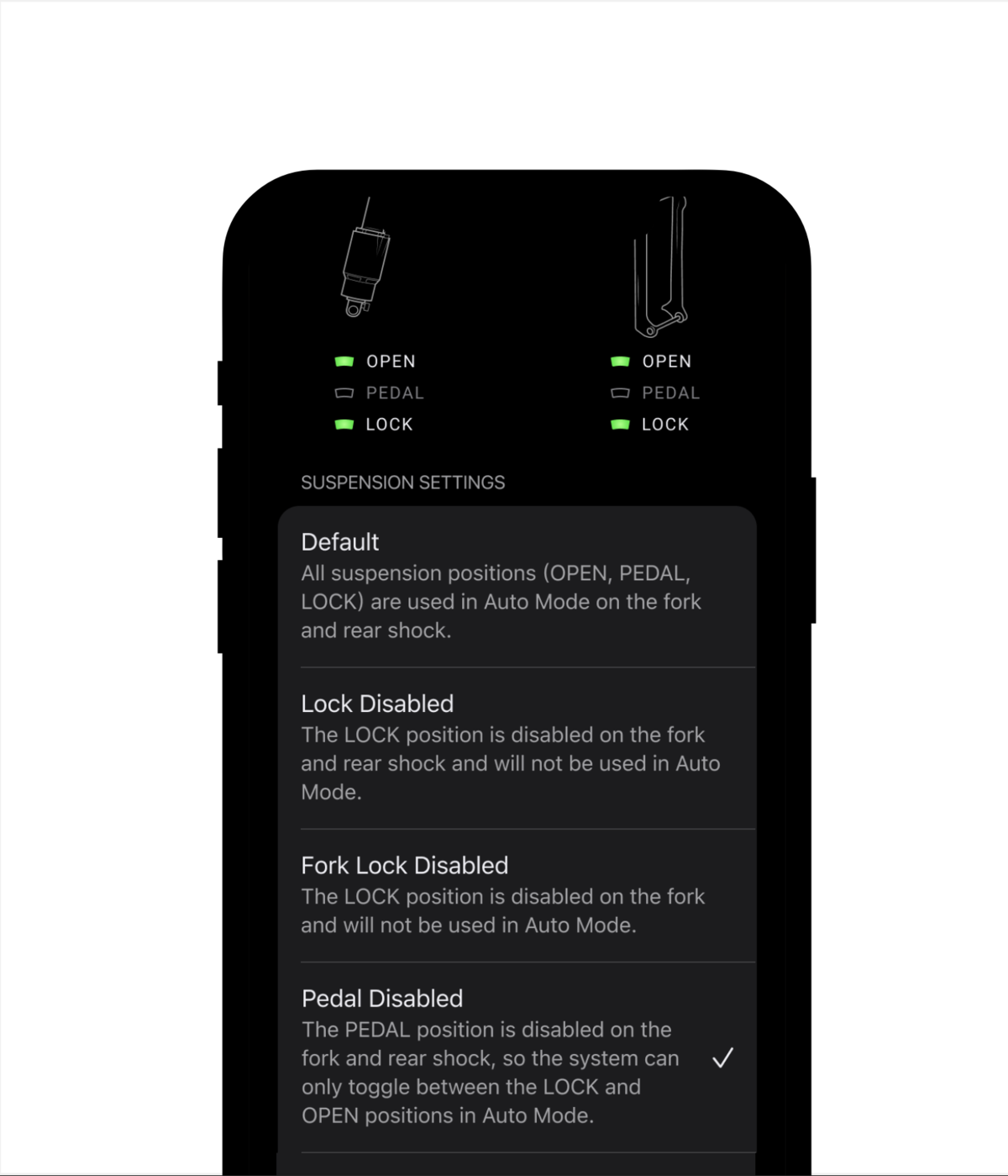 Todas estas opciones se configuran a través de App SRAM AXS