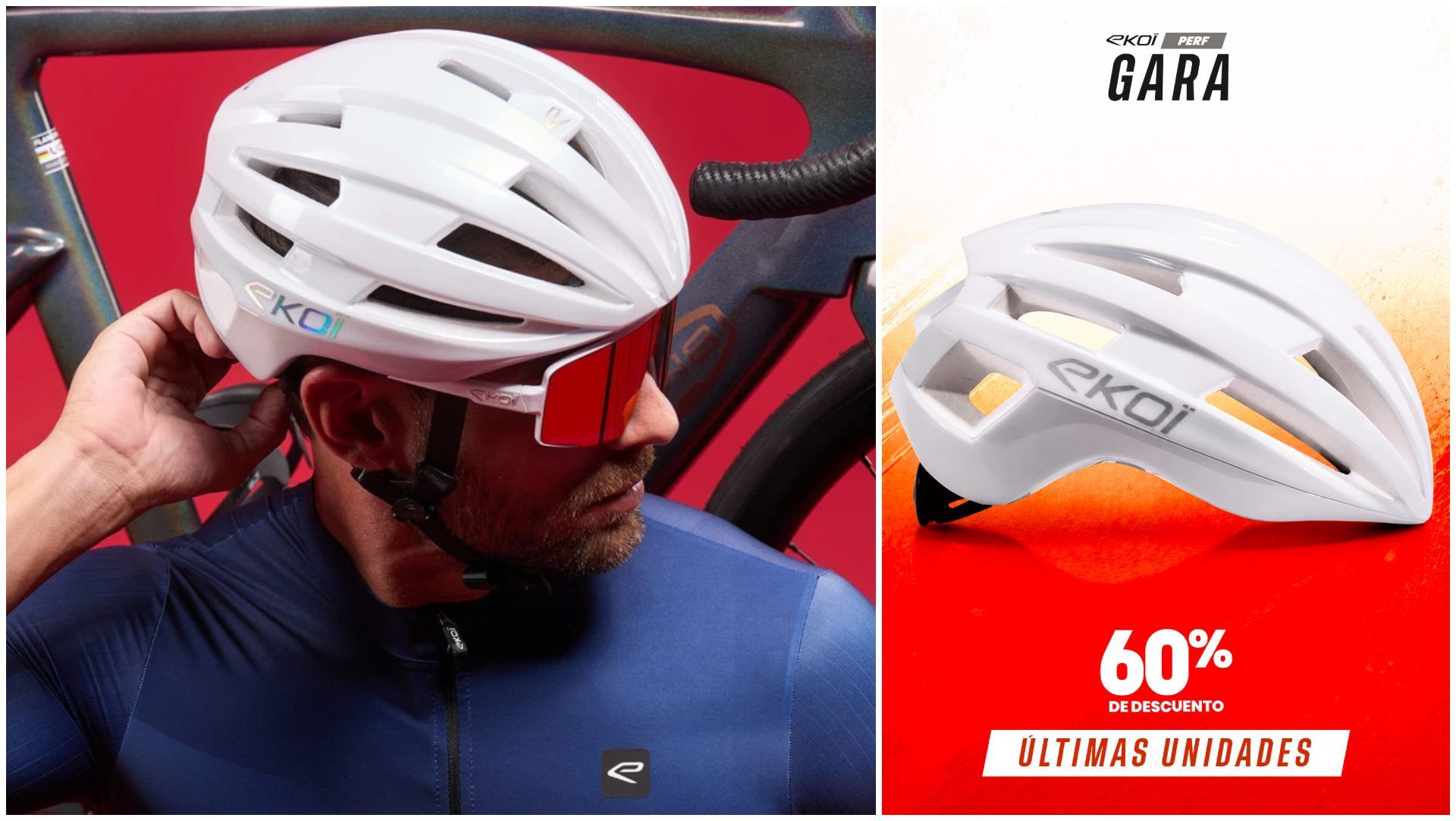 Casco EKOI Perf GARA Blanco Logo Silver