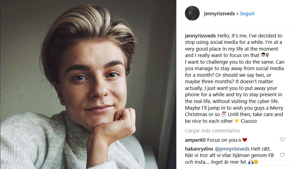 Jenny Rissveds se despide de las Redes