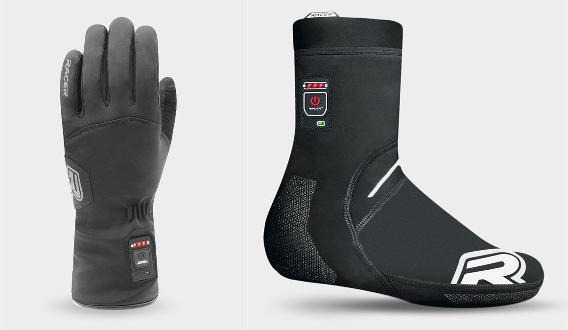 Racer: guantes y cubrezapatillas calefactables