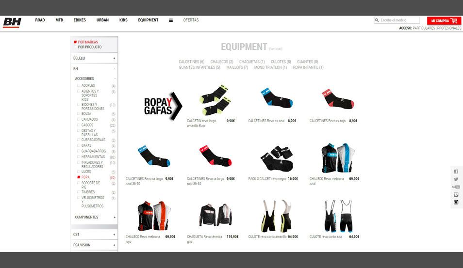Accesorios y componentes BH online