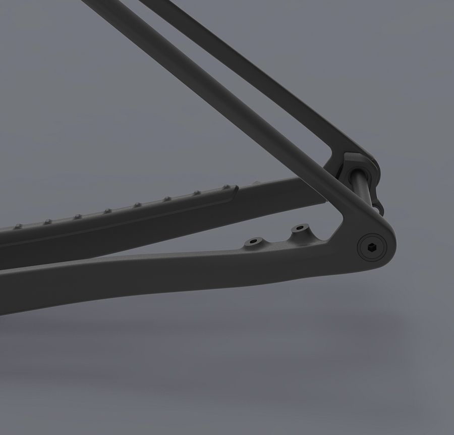 Detalle del soporte flat mount para el freno trasero.