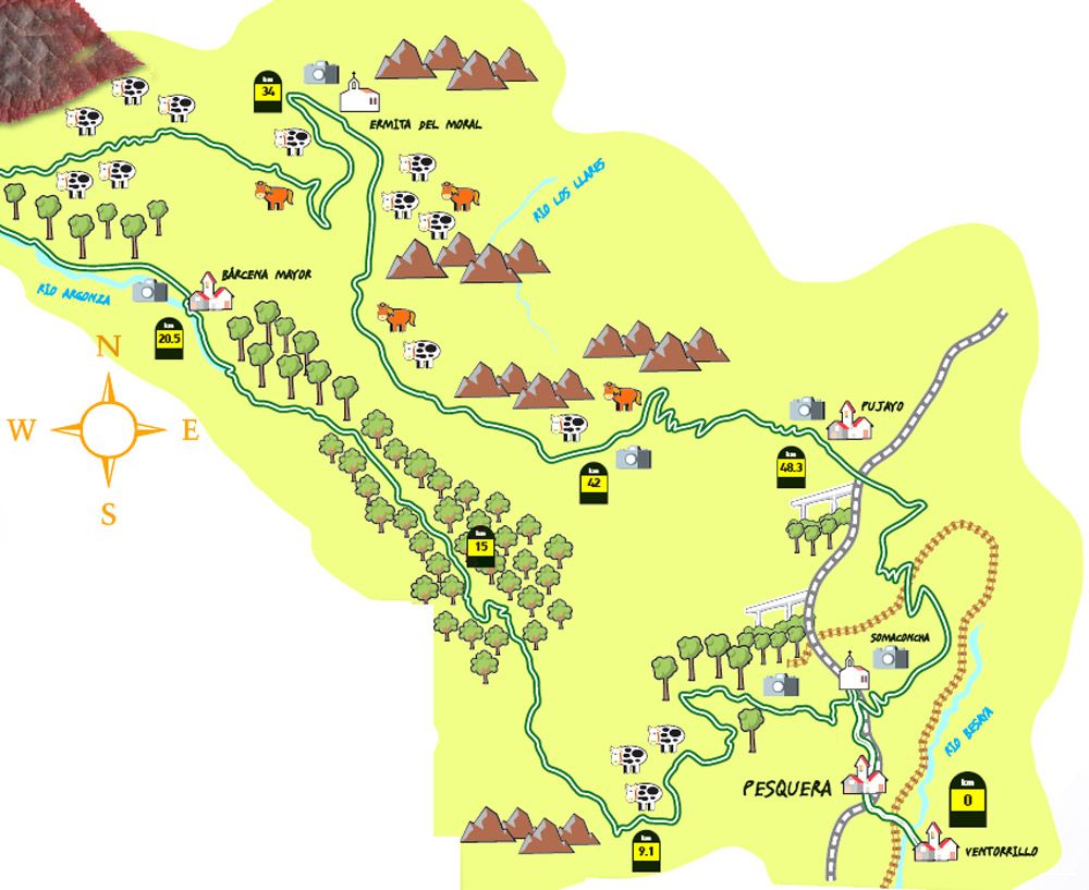 Mapa ruta Cantabria Parque Saja Besaya
