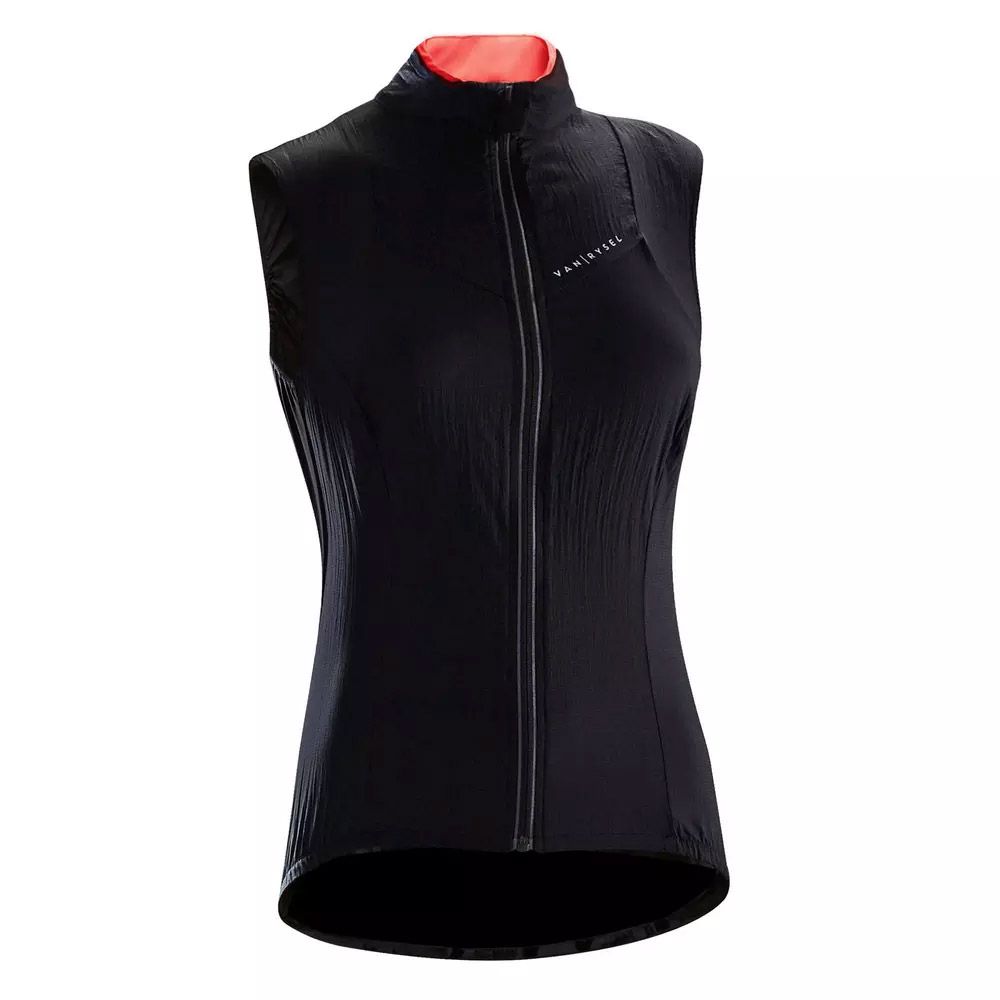 CHALECO CICLISMO CORTAVIENTO  VAN RYSEL ROADR 500 ULTRA LIGHT NEGRO