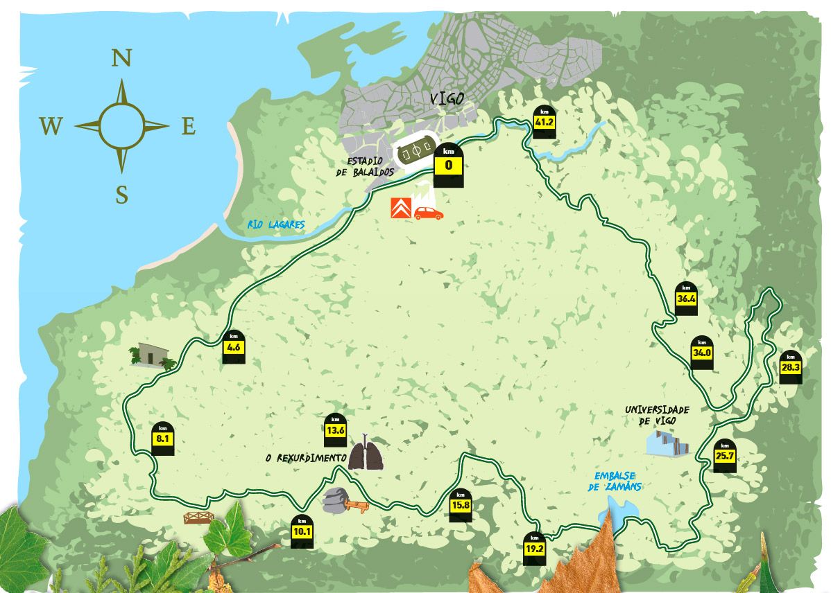Ruta por los Montes de Vigo y alrededores mapa
