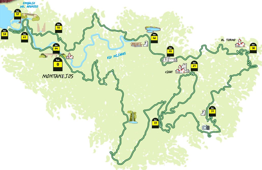 Rutas con GPS. Montanejos. Castellón mapa