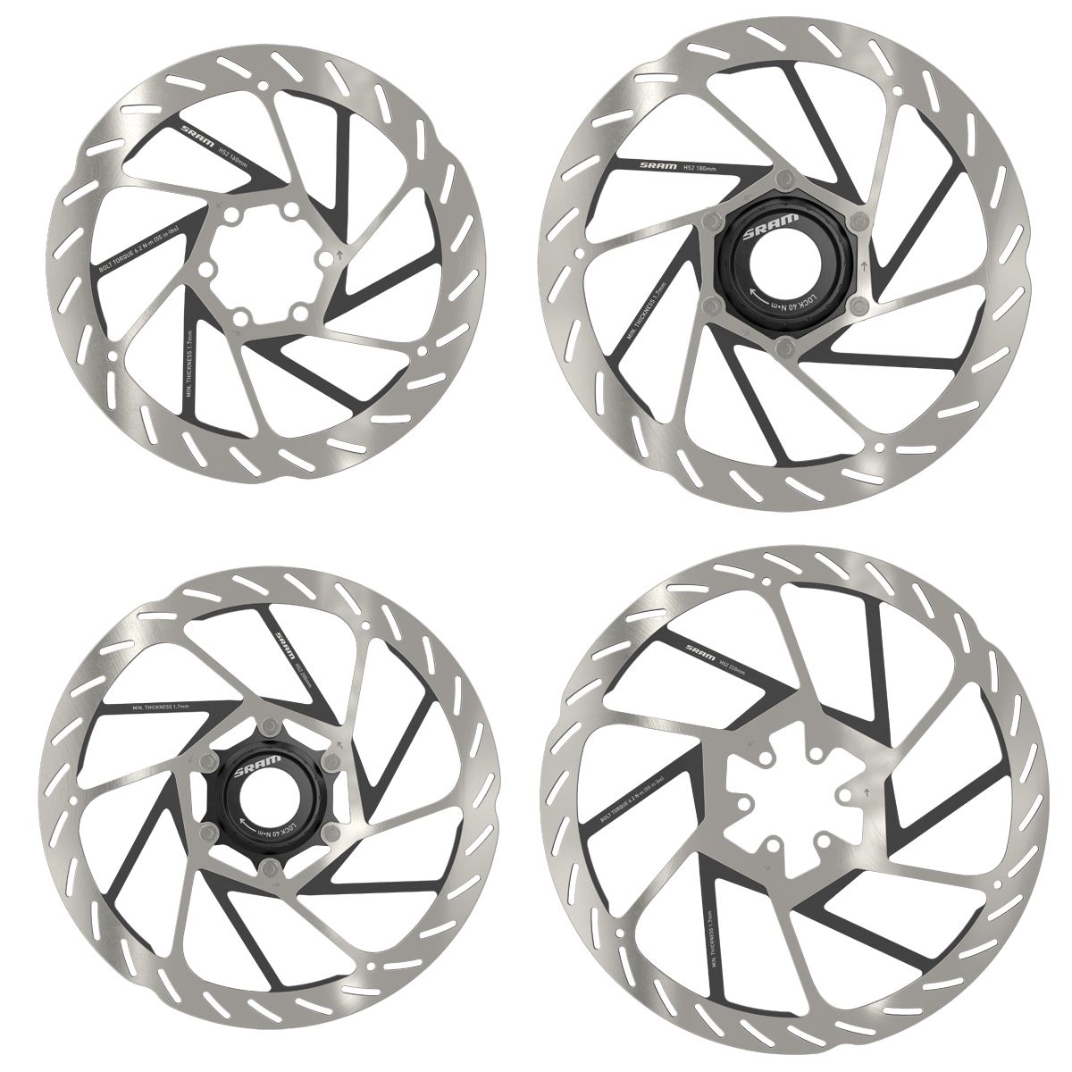 8 versiones. Desde 160 a 220 mm y en 6 tornillos y Center Lock