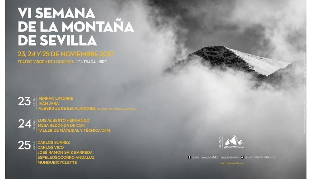 Ferrán Latorre, Luis Alberto Hernández y Carlos Suárez en la Semana de la Montaña de Sevilla