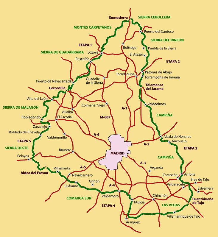 Mapa de la vuelta a Madrid en bicicleta
