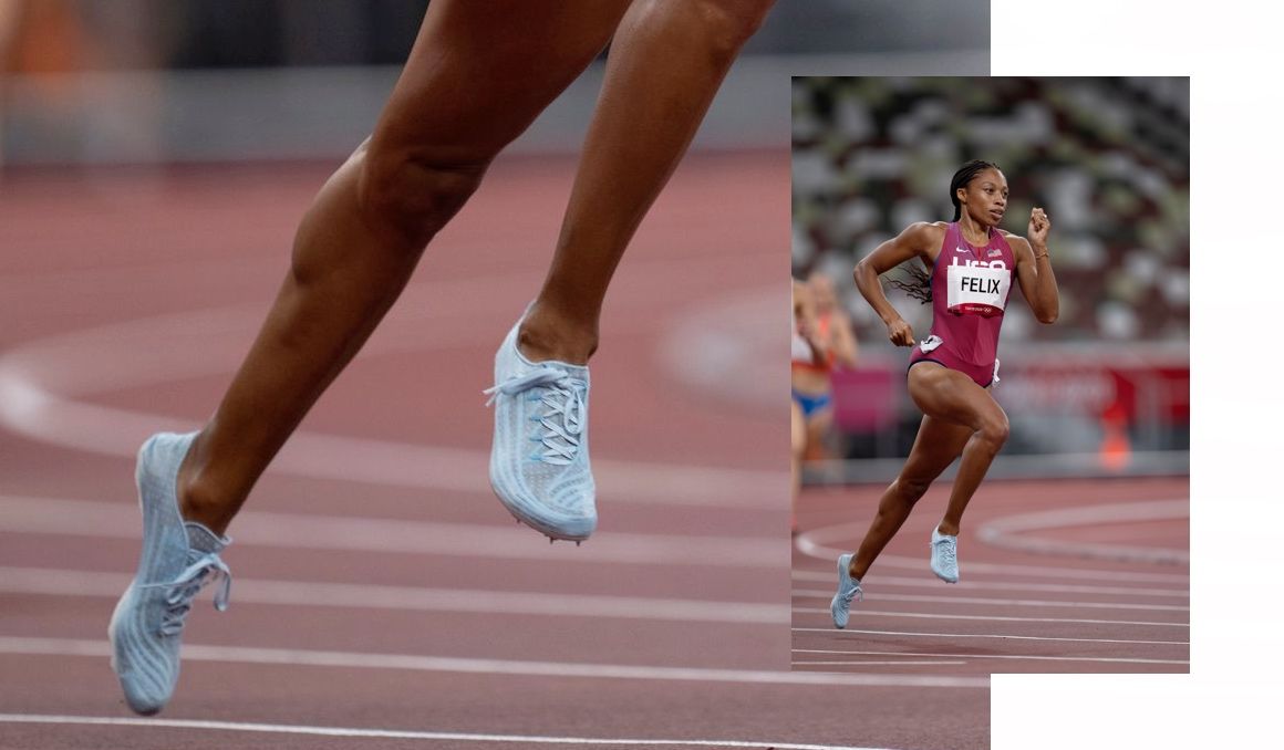 Las zapatillas de Allyson Felix fueron unas de las más buscadas en los Juegos Olímpicos de Tokio. Cuestan 2500 dólares. FOTORUNNERS.