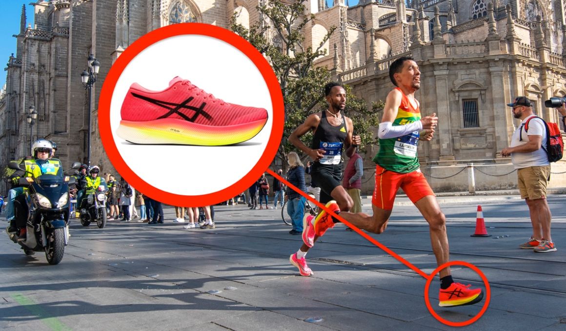 Así son las ASICS con las que Ayad Lamdassem ha batido el récord de España de maratón. J. J. ÚBEDA.