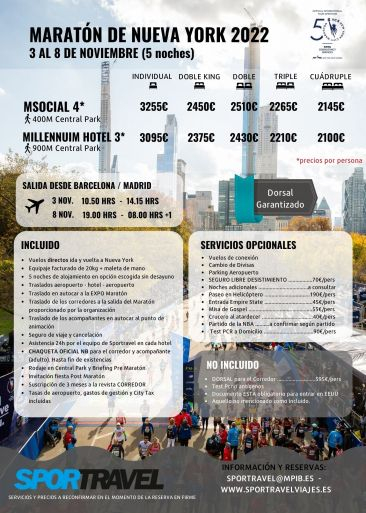Una oferta imbatible para el Maratón de Nueva York 2022
