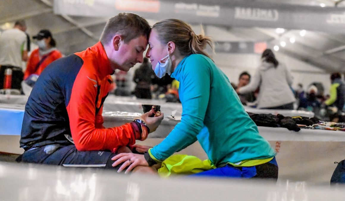 Una imagen de un avituallamiento en el Ultra Trail del Mont Blanc 2021. UTMB. Una imagen de un avituallamiento en el Ultra Trail del Mont Blanc 2021. UTMB.