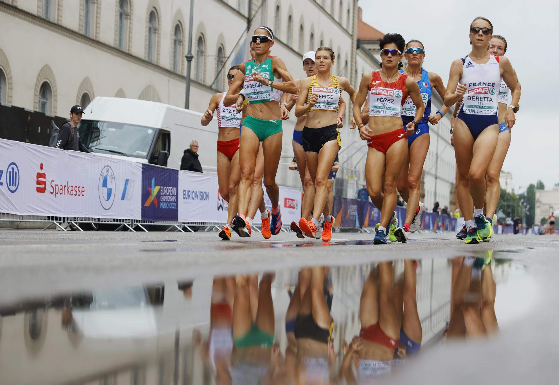 Una imagen de los 20 kilómetros marcha en el último Campeonato de Europa de Múnich. EFE.
