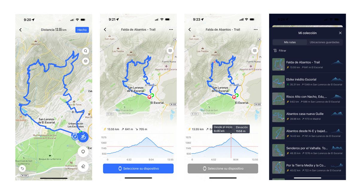 coros app planificar ruta
