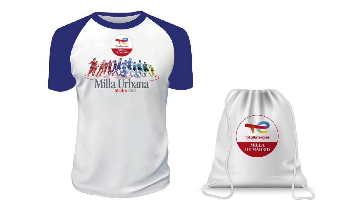Apúntate a TotalEnergies Milla de Madrid y consigue esta camiseta y este gymsack
