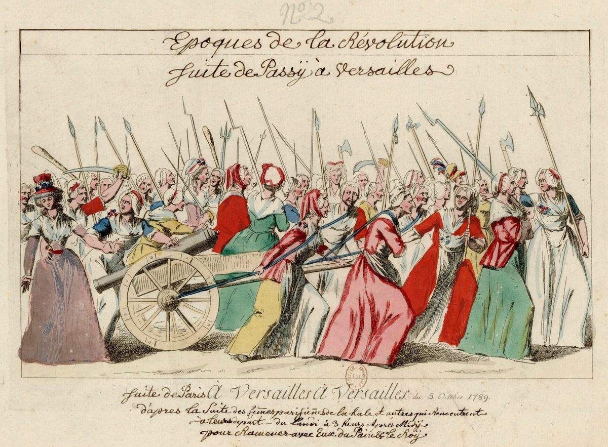 Una ilustración de la Marcha de las Mujeres sobre Versalles el 5 de octubre de 1789 y que ha inspirado el recorrido del maratón olímpico de París 2024. DEPARTAMENTO DE ESTAMPAS Y FOTOGRAFÍA.