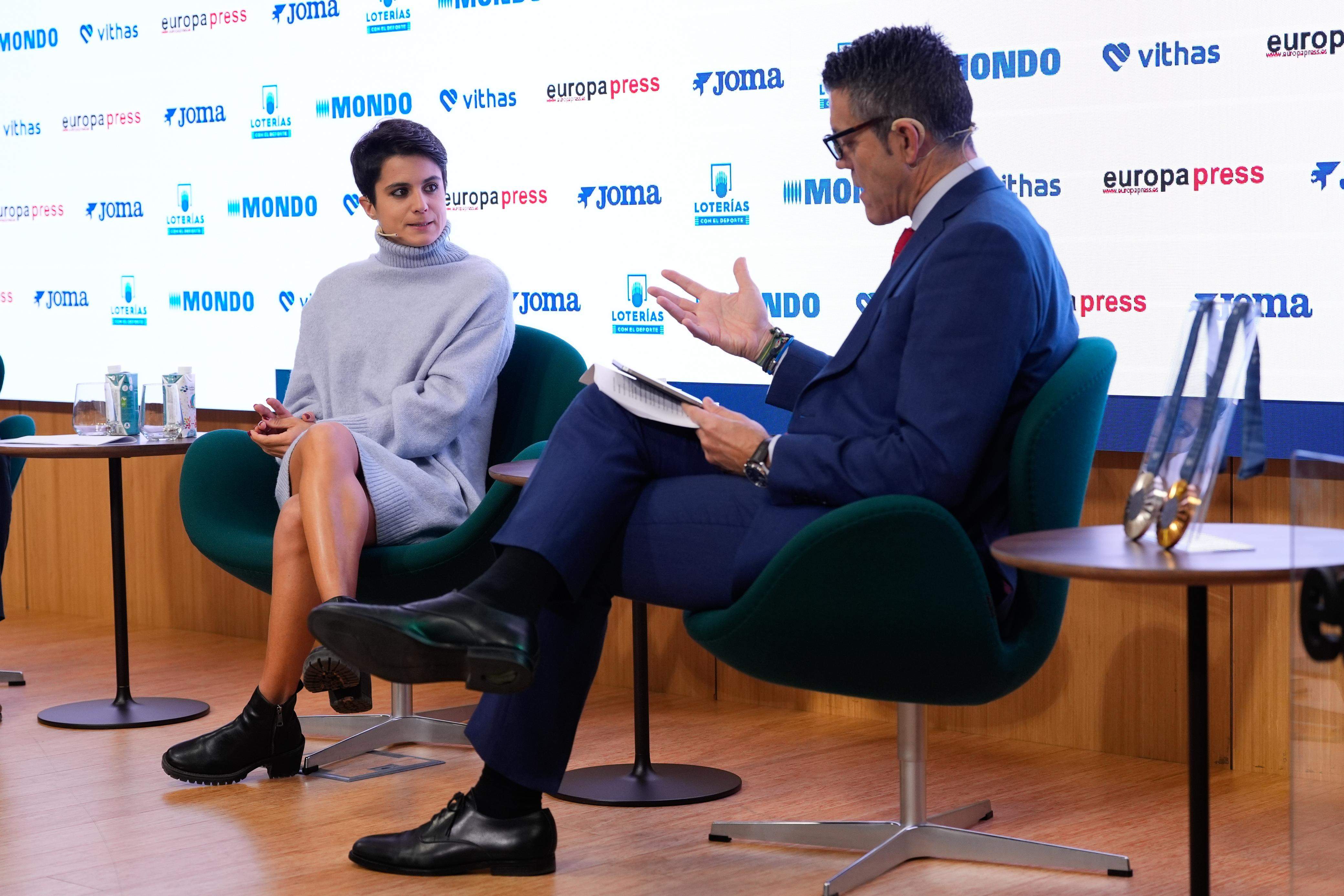 María Pérez durante su charla cn Gaspar Díez, redactor jefe de Europa Press Deportes. ÓSCAR J. BARROSO / EUROPA PRESS