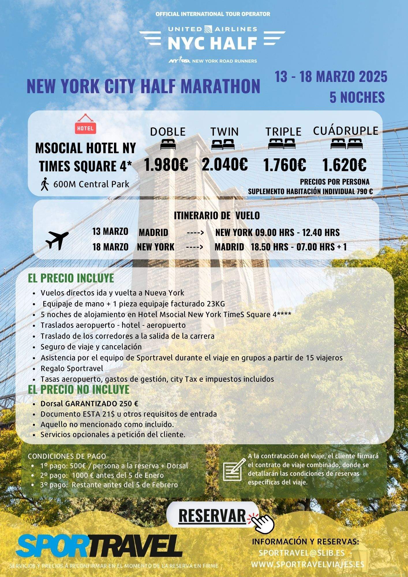 Oferta de Sportravel para el Medio Maratón de Nueva York 2025