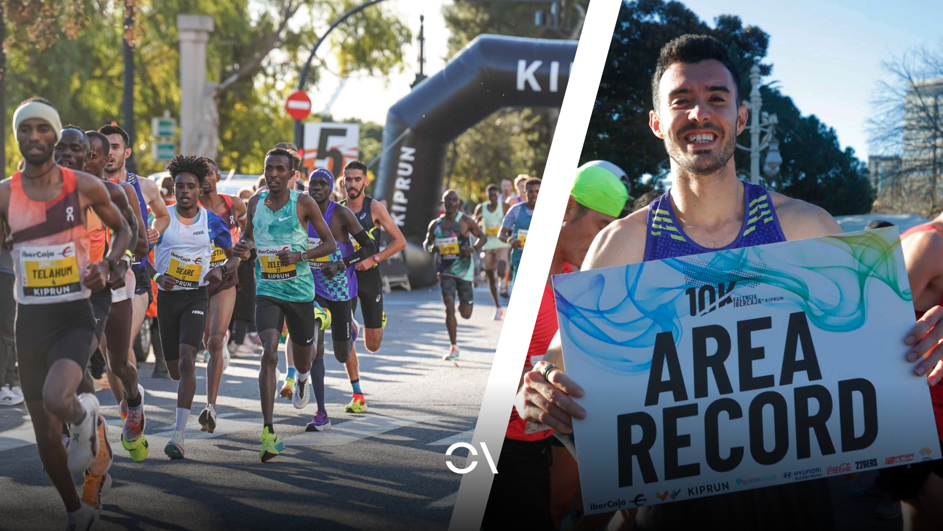 A la izquierda, el uruguayo Santi Catrofe, plusmarquista suramericano de 10K en ruta después de su marca en Valencia.
