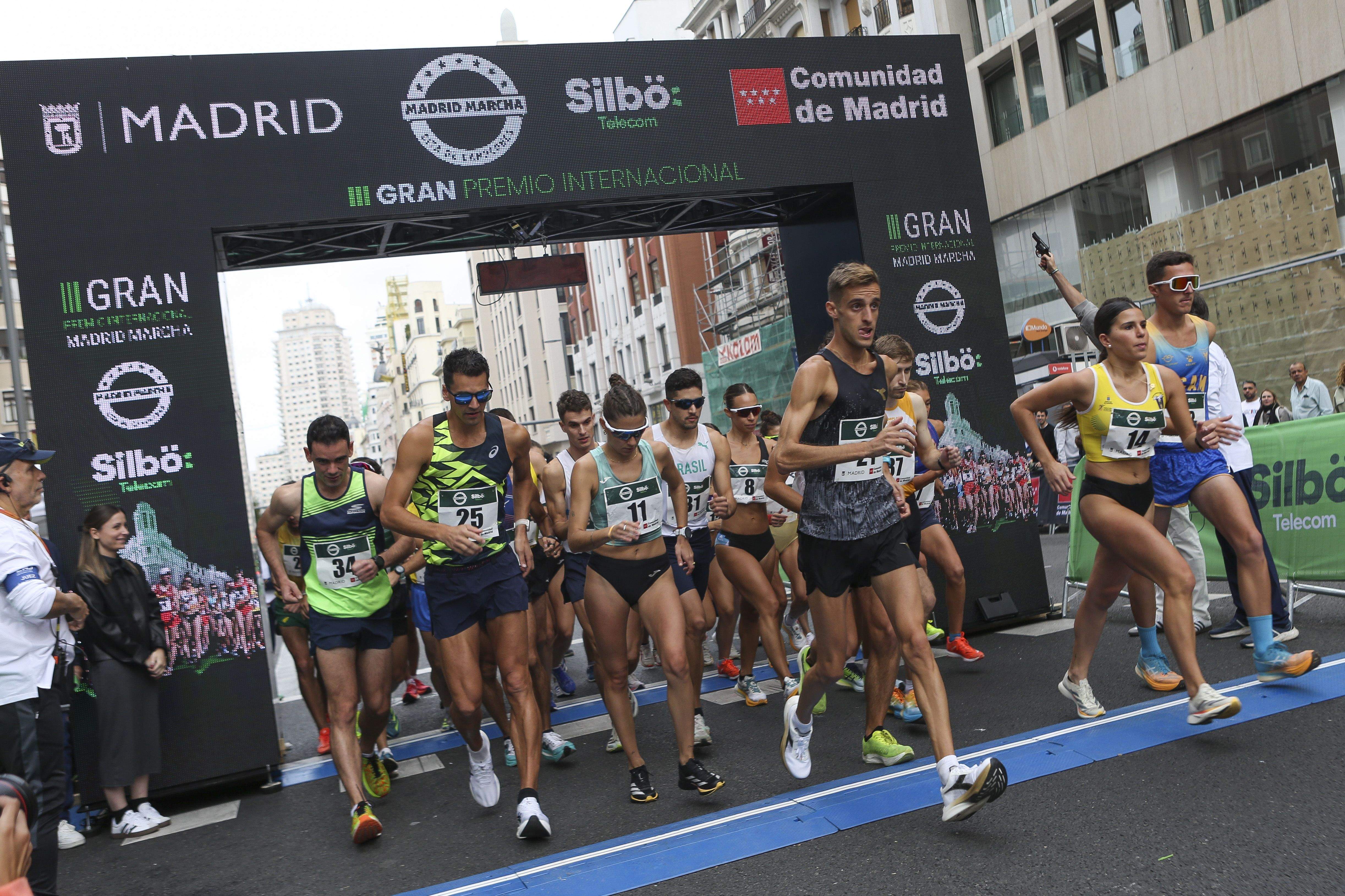 Salida del Gran Premio Internacional Madrid Marcha SIlbö Telecom 2024. Este año la prueba contará con el sistema Race Walking Electronic Control System (RWECS), conocido como 'el VAR de la marcha'.