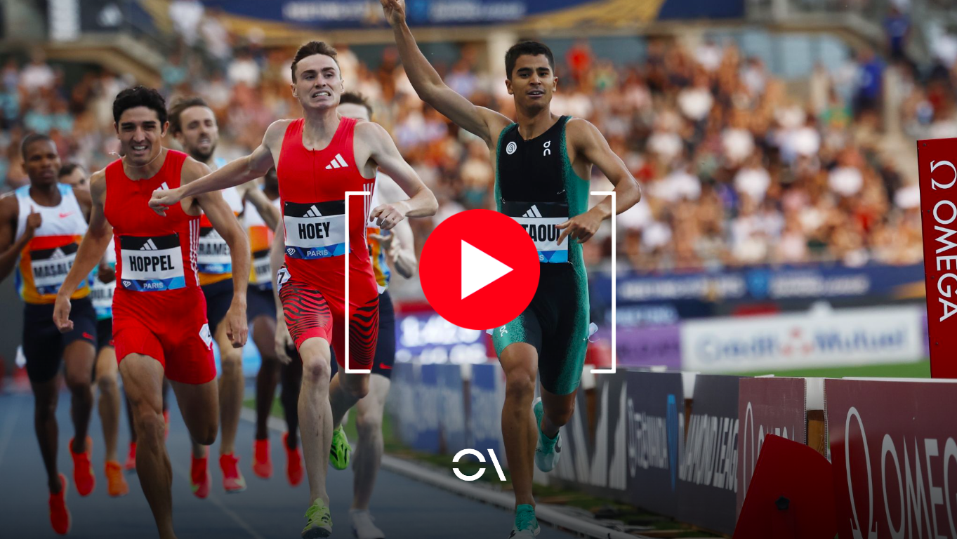 Mohamed Attaoui venciendo en los 800 metros de la Liga de Diamante de París. EFE. Mohamed Attaoui venciendo en los 800 metros de la Liga de Diamante de París. EFE.