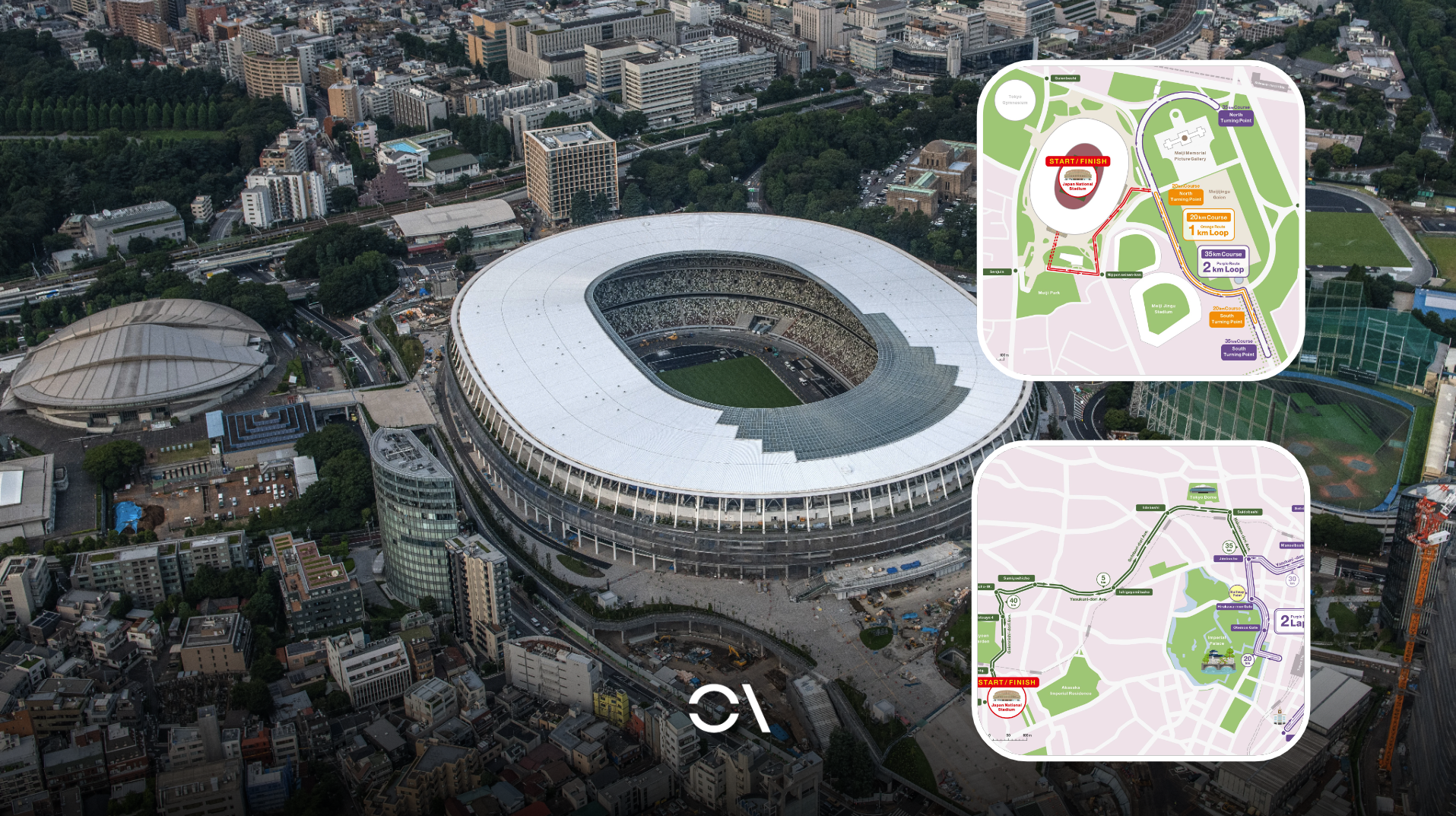 Vista del Estadio Nacional de Japón, donde tendrán lugar la salida y la meta de las pruebas de marcha y maratón. Vista del Estadio Nacional de Japón, donde tendrán lugar la salida y la meta de las pruebas de marcha y maratón.