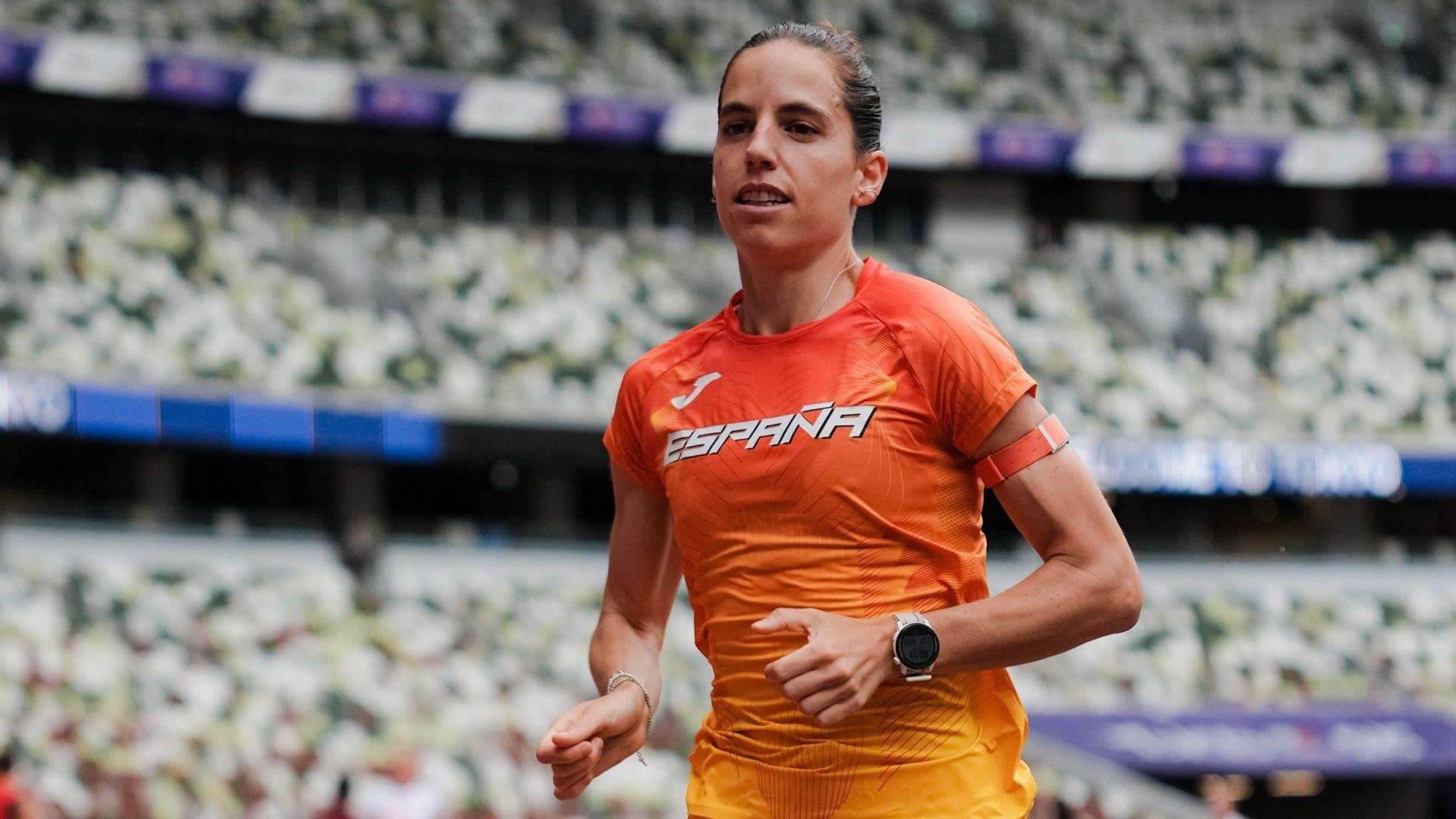 Marta Pérez entrenando en el Estadio Nacional de Japón antes del Mundial de Tokio. SPORTMEDIA.