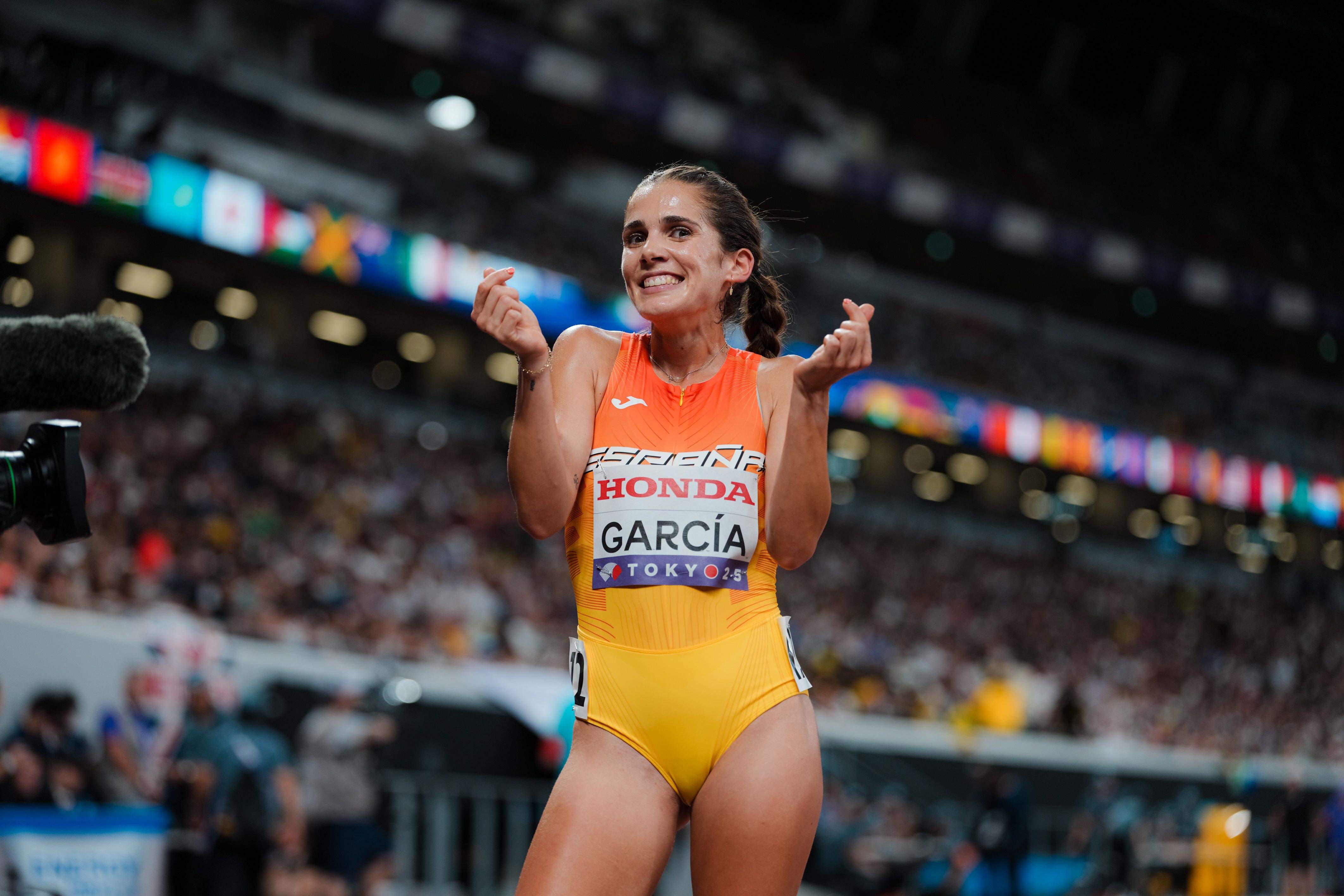 Marta García, radiante en el Mundial de Tokio, donde logró plaza de finalista en los 5000 metros. RFEA - SPORTMEDIA