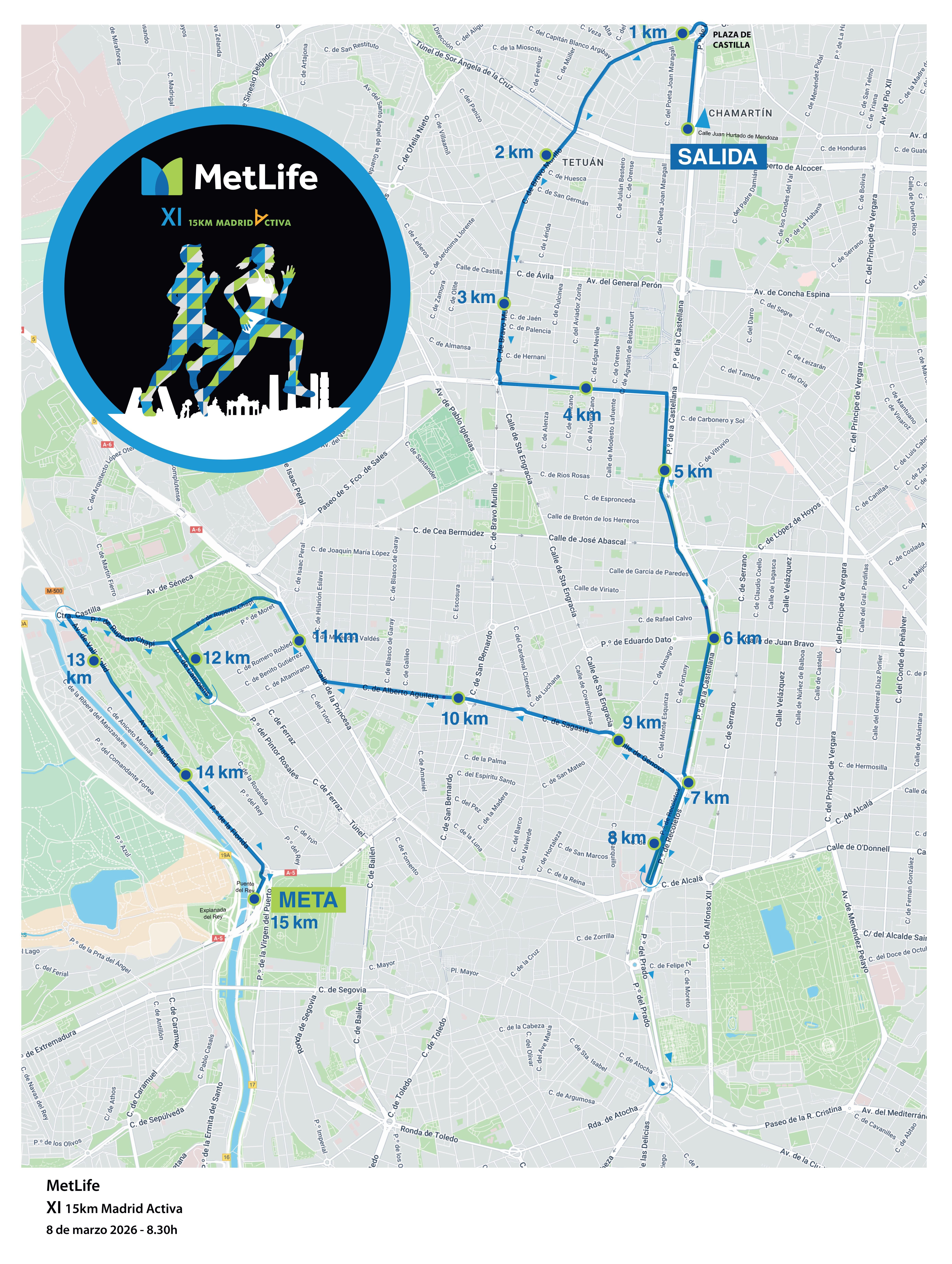 Así es el nuevo recorrido del 15K MetLife Madrid Activa; rapidísimo y homologado por la RFEA.
